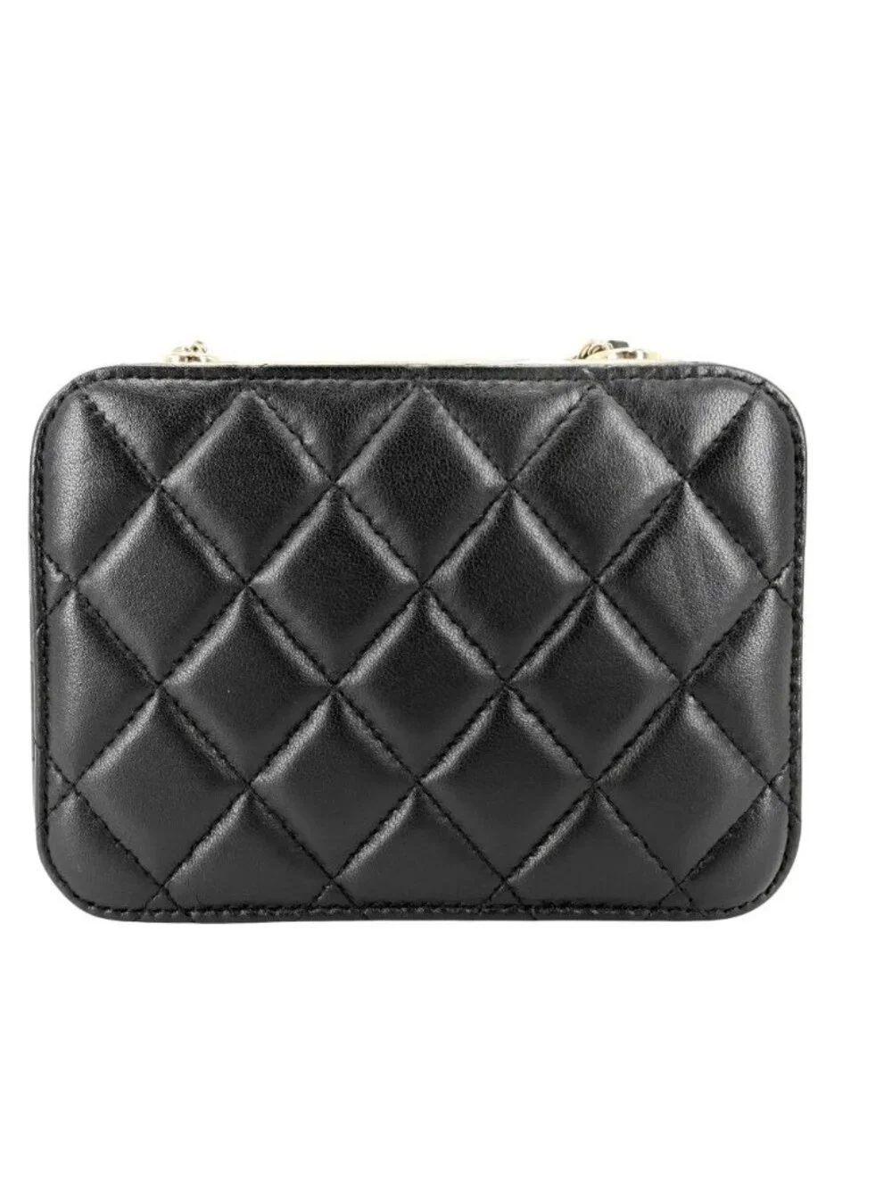 Chanel Big Shoulder Bag Quilted Chain Pochette CC Logo Bag Lambskin Black Gold
